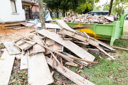 Trucks performing waste clearance in North London