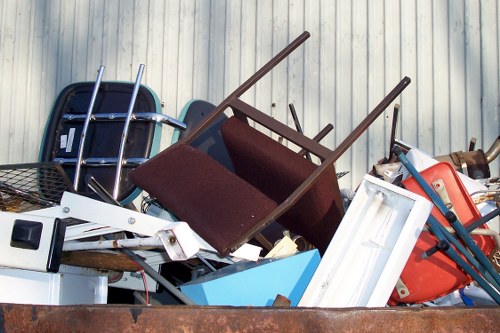 Recycling center in Tottenham processing old furniture